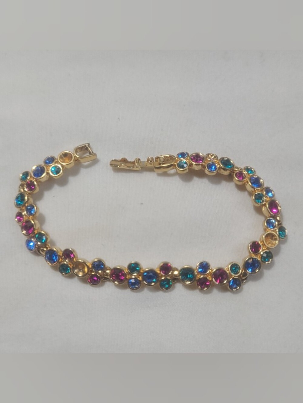 Swarovski Swan Gold-Tone Multicolor Crystal Bracelet Missing Some Stones